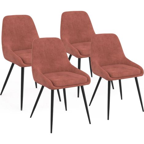 Set di 4 sedie THALYA in velluto terracotta con braccioli