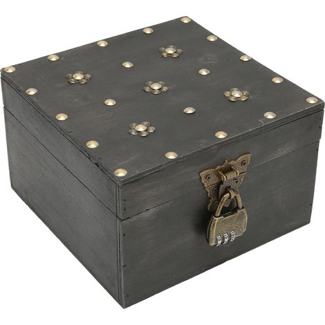 Coffret de rangement pour bijoux rétro en bois, élégant organiseur de colliers et bracelets avec serrure, décoration intérieure (1/5)
