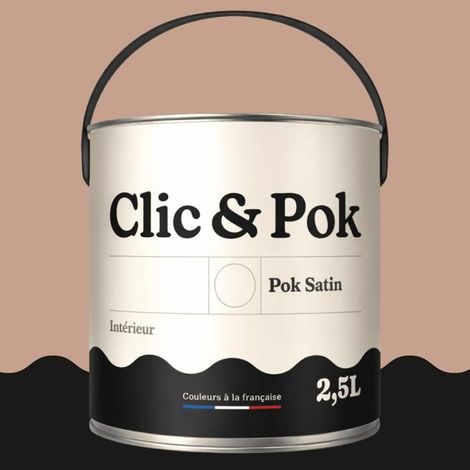 POK SATIN Peinture Mur Plafond – Intérieure Satinée, Lessivable, Multisupport - Beige Rosé - 2,5L (1/4)