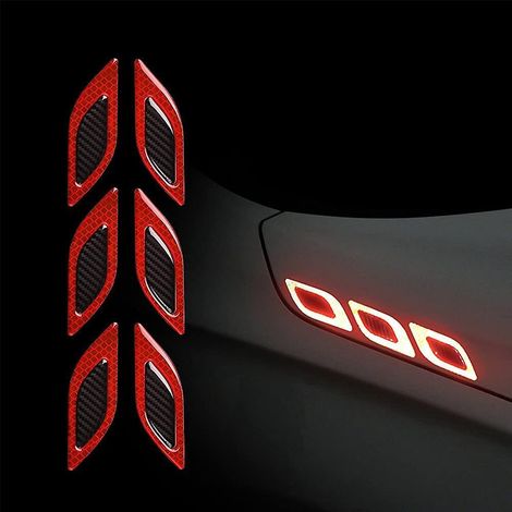 6pcs-rouge-autocollants De Dcoration De Voiture - Autocollants Rflchissants D'avertissement De Scurit - Autocollants Personnaliss Pour Tous Les Mo (1/5)