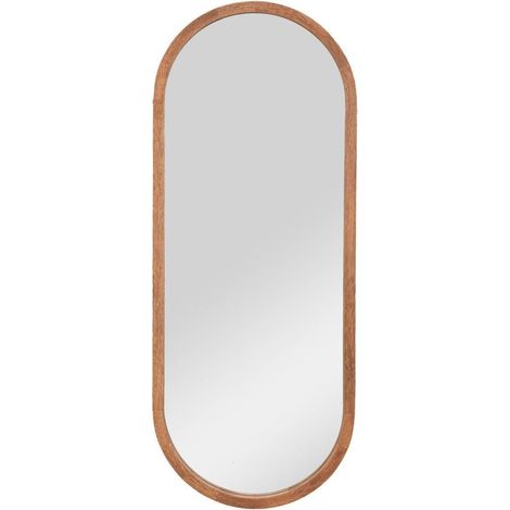 Miroir Mural Ovale Gianni 90 x 35 cm, Cadre en Bois d'Hévéa - pour Entrée, Chambre, Dressing (1/5)