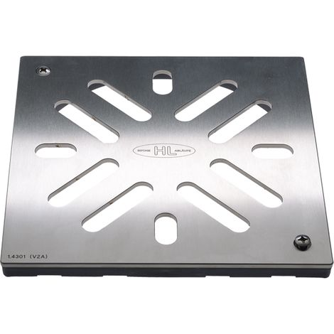 Grille en acier inoxydable HL0605.3E 226 x 226 mm avec plaque intermédiaire