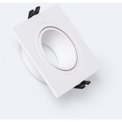 Downlight-Ring Eckig Kippbar aus für LED-Birnen GU10 / GU5.3 Schnitt Ø 75 mm Weiß