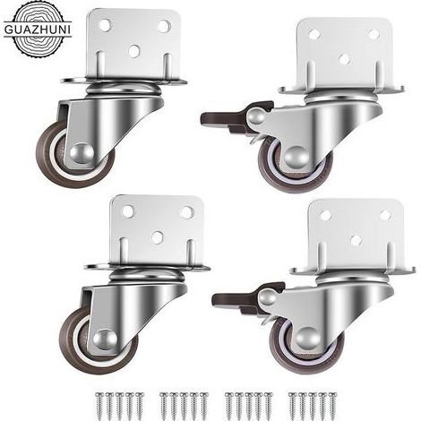 TAISHENGDA Set mit 4 Möbellenkrollen mit Bremsen – L-förmige Montageplatte, 25 mm (1/5)