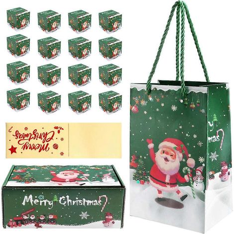 Coffret cadeau de tirelire de Noël, peut contenir de l'argent et des cadeaux (vert, 16 pièces par boîte)