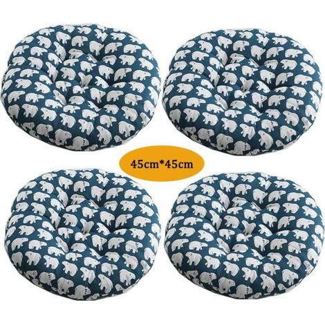 Lot de 4 Coussin de Chaise Coussins de Siège, Ronde Tatami Respirant Schéma Coussins de Chaise Galette de Chaise, 4545cm,Style A (1/4)