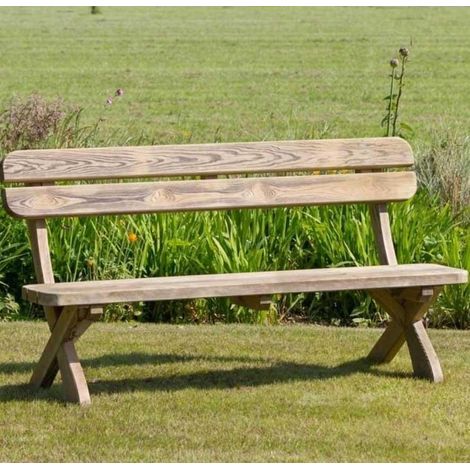 Zest Harriet Wooden Garden Park Bench Seat Chair 3 Seater Curved 1.6m (1/4)