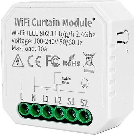 Tuya WIFI Smart Curtain Module Switch APP Remote Control 100-240VAC for Home Voice Control White