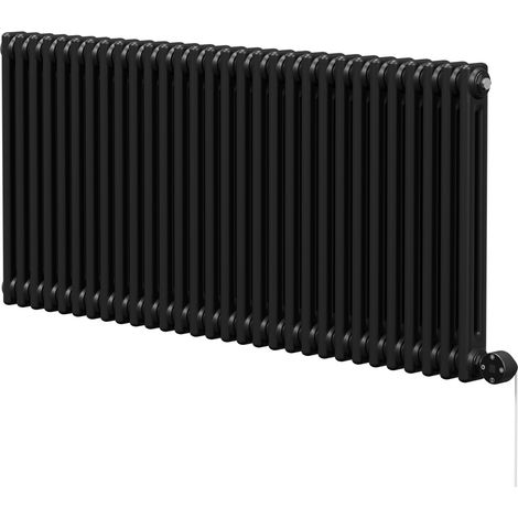 Wholesale Domestic Colosseum Colore Matt Black 600mm x 1340mm Horizontal Digital Thermostatic Electric Double Column Radiator (1/5)