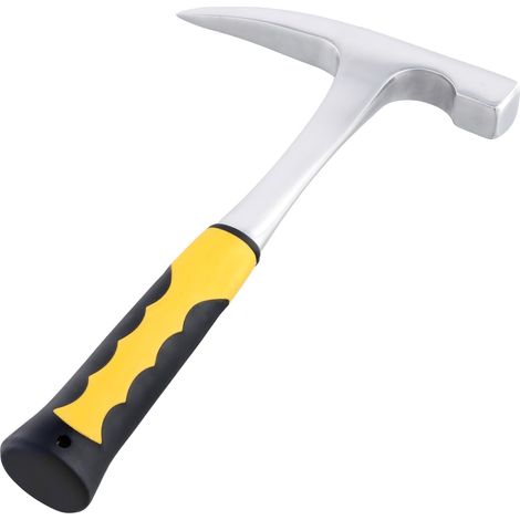 1 - Marteau De Géologue - Marteau De Briques - Acier Forgé Haute Teneur En Carbone - Poignée Antidérapante Ergonomique - Pour Construction Et Exploration Minière - Noir Jaune Argent - 30x17cm