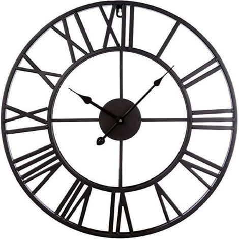 Horloge Murale Vintage 40 cm Métal Noir Pendule Décoration Classique (1/3)