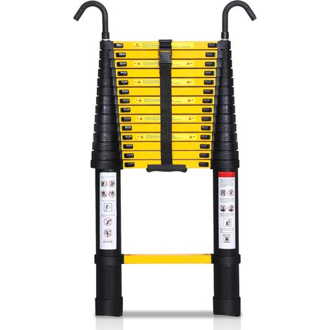 Jiubiaz Scala a libretto telescopica 4,4m nera con ganci, multifunzione, 150kg