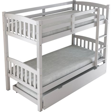 letto a castello "tolosa" in pino massello bianco 201x98x154 cm (1/4)