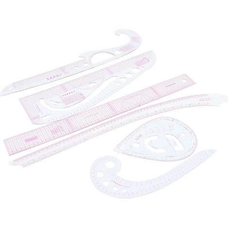 Set di righelli da cucito multifunzionali in plastica, strumento di misurazione curva di precisione, ideale per la realizzazione di abiti patchwork. (1/5)