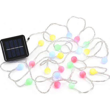 Guirlande Lumineuse LED Solaire Multicolore, 100 Boules Blanches, Étanche pour Extérieur et Camping (1/5)