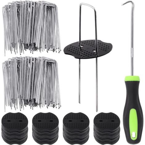 QORVA-Kit de 101 agrafes pour piquets de jardin, 50 agrafes de paysage en forme de U de 15 cm, couverture de sol, clôture et gazon artificiel