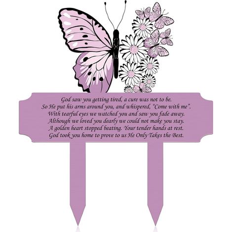 Plaque de jardin commémorative Marqueur de pile 1pc Sympathie Décor Butterfly de jardin Patio extérieur F Noir Mémoire (1/5)