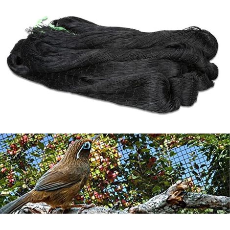Filet à oiseaux à mailles carrées de 2,5 cm (5 x 10 m) Noir, robuste et durable, convient aux volières, jardins, plantes, étangs, fruits et légumes.