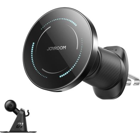 Supporto per cellulare Joyroom Magsafe con ricarica wireless per auto 15W - Nero (1/5)