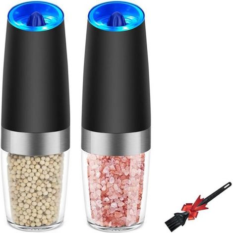 Moulin à Sel et à Poivre - Électrique - Détection de Gravité - Réglage de la Grossièreté - LED Bleue - Rechargeable - 2 Pièces (1/4)