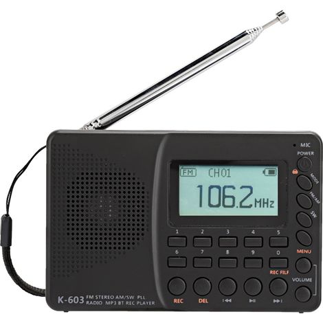 Lecteur MP3 portable avec carte mémoire 3,5 mm, radio FM, affichage numérique et chargement USB, idéal pour les seniors (1/5)