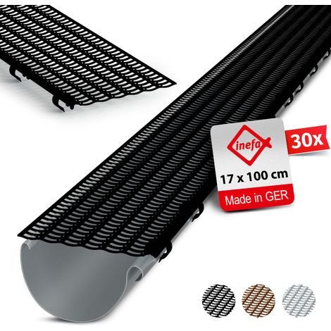 INEFA Grillage stop-feuilles Ø100-160mm, 100cm 30 pièces, Protection de gouttières contre les feuilles mortes: Noir (1/5)