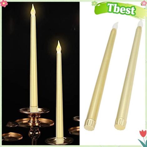 HURRISE Bougies LED Flambeau flamme pour Fête Mariage - Pack de 2 Spray complet doré (1/5)