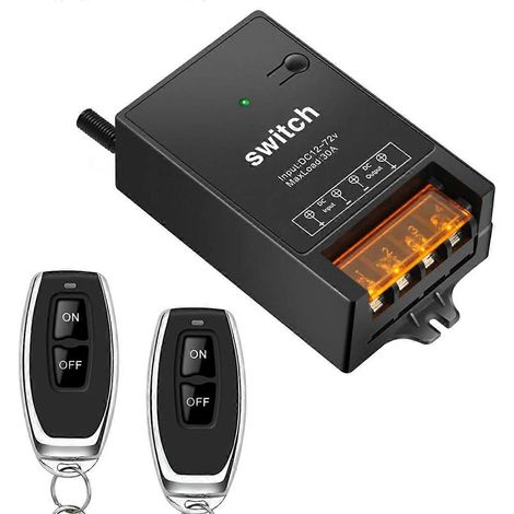 Interrupteur télécommandé 12 V avec relais 30 A, interrupteur sans fil 72 V, 60 V, 48 V, 36 V, 24 V et 12 V CC pour éclairage, lampes et ventilateurs (1/5)