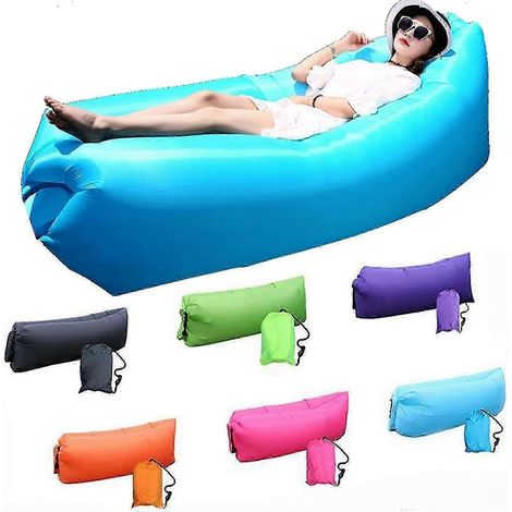 Canapé gonflable bleu - Imperméable - Étanche à l'air, avec canapé gonflable portable, adapté aux voyages, au camping, à la randonnée, à la piscine et aux fêtes sur la plage. (1/3)