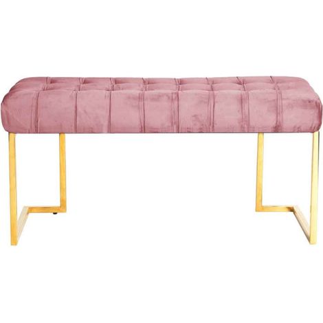 Banc Design en Velours "Rare" 100cm Rose & Or (1/5)