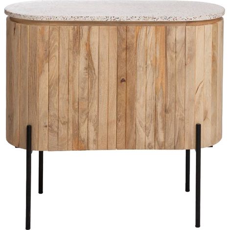 Made In Meubles – Meuble sous vasque simple en bois de manguier et terrazzo – Dimensions 80x88x35cm – Résistant aux variations de température (1/5)