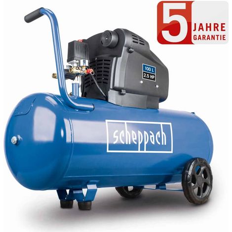 Compresseur d'air horizontal a double cylindres Scheppach HC105DC - 100L - 2200 W - 10 bars - 2,5 CV