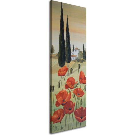 Tableau sur toile Toscane paysage coquelicot fleur 30x90 (1/5)