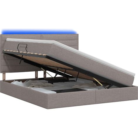 Maison Exclusive - Letto con contenitore LED e materasso Tortora 140 x 200 cm (1/5)