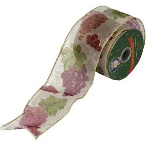 Nastro a rete natalizio 274 cm - colore oro/viola - addobbo decorazione natale