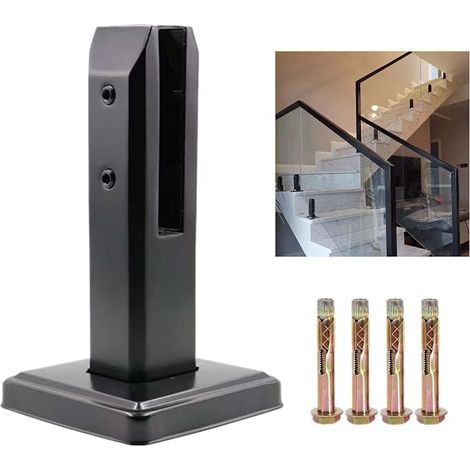 Glass Stair Clamp Black 304 Stainless Steel Swimming Pool Fencing Glass Bracket for Handrail, Balcony, Stair Rails, H160mm, For Glass 10-16 mm (1/5)