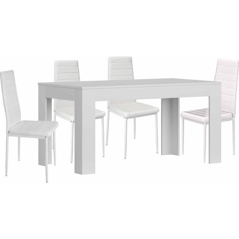 Mesa Extensible de Comedor o Cocina + 4 Sillas en Polipiel/metal (1/5)