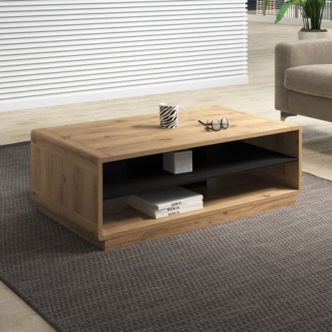 Mesa de centro Raven Negra y Madera (1/4)