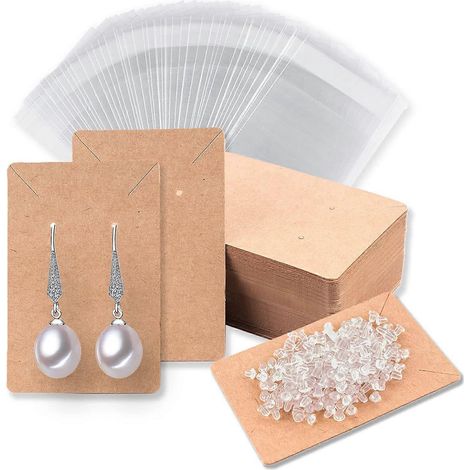 Packung mit 480 leeren Kraftpapieretiketten für Ohrringe, Anhängerhalter und Verschlüsse.