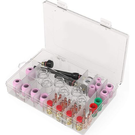 Kit d'accessoires de soudage TIG WP-17/18/26 comprenant 71 lentilles à gaz résistant aux gaz difficiles à manipuler (12 lentilles en verre). (1/5)