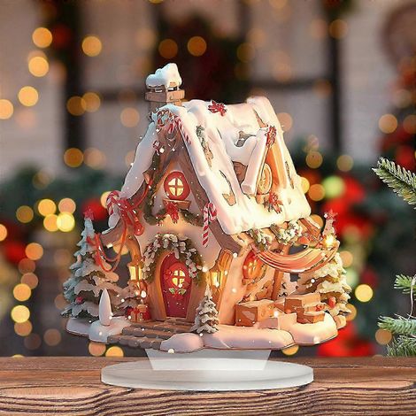 Décorations de Noël lumineuses en acrylique, cabane à neige, suspensions de bureau, cadeaux de Noël WUD6562 (1/5)