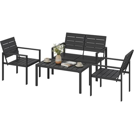 Outsunny Set da Esterno in Metallo per 4 Persone in HDPE Nero (1/5)