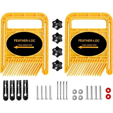 1pair Planche Double Plume Board Plume Loc Board Réglable Travail du Bois Sécurité Dispositif Plume Board pour Table Scie Bande Scie Routeur Table Clôture Miter Jauge Fente - Jaune, 1pair (1/5)