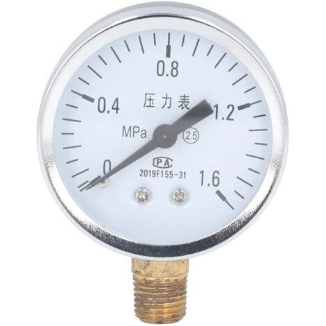 Manomètre - 1/4 NPT - Cadran Transparent - Précision Classe 2,5 - Boîtier Acier Inoxydable - Pression 0 À 1,6 Mpa - Pour Air Eau Huile - Unité (1/5)
