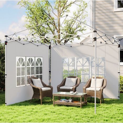 Parete laterale per gazebo 3x3/3x4 m con finestra, set da 2, bianco HAVRYA (1/5)