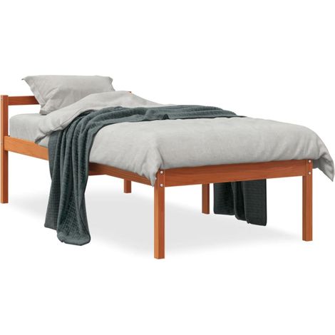 Lit pour personne âgée marron 75x190 bois de pin massif (1/5)