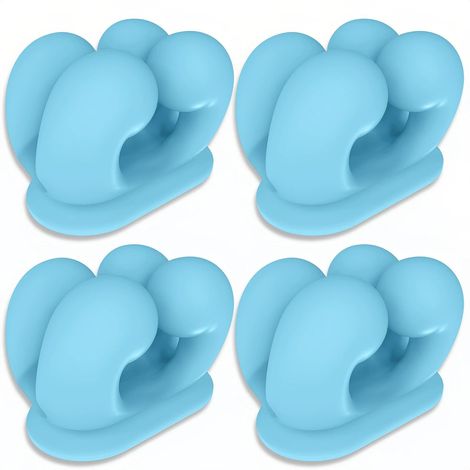 4 Pièces Support Rasoir Douche Silicone Bleu, Multifonction Porte Brosse à Dents Mural sans Percer, pour Ranger Brosses à Dents, Rasoirs, Clés
