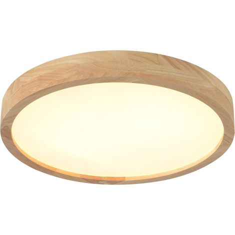 Wooden LED Ceiling Light, Modern Round Ceiling Lamp, Dimmable LED Ceiling Light(3000K-6000K), for Hallways, Bathrooms, Corridors, Bedrooms, Garages, Offices, Staircases, Hotels, 15.75 1.97in (1/5)