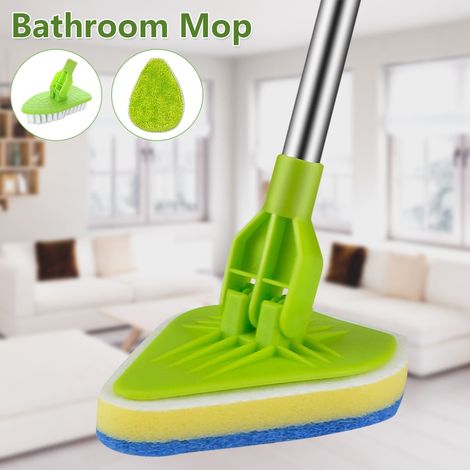 Brosse De Nettoyage - Tête Triangulaire Rotative 180° - Manche Télescopique 46-94 Cm - Pour Baignoire Carrelage Salle De Bain - Lot De 3 Têtes (1/5)