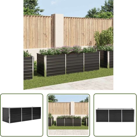 The Living Store Lit surélevé de jardin Anthracite 240x80x77 cm Acier galvanisé - Jardinière - Pot De Fleurs Extérieur - Bac À Plantation - Jardin Vertical - Décoration Extérieure (1/5)